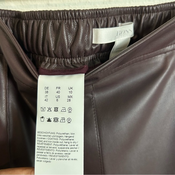 HUGO BOSS Teruna Faux Leather Jogger Pants Purple Merlot Size 6 Original $228 - Picture 9 of 10